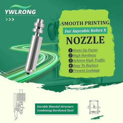 2 حزمة فوهة 0.4 مم لـ Anycubic Kobra X استبدال فوهة Hotend المصنوعة من الفولاذ الصلب المتكامل لـ Anycubic Kobra X Combo أجزاء ملحقات رأس الطباعة عالية السرعة والتدفق العالي in Kuwait