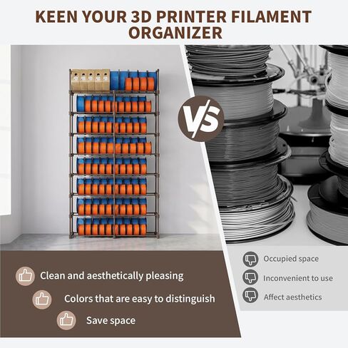 8-Tier 2-Column Modular 3D Printer Filament Storage Rack, Metal Filament Spool Holder & Organizer, Holds 96 Spools(1kg), Filament Storage Shelf for Home Office Workshop, Tool-Free Assembly(Brown) in Kuwait