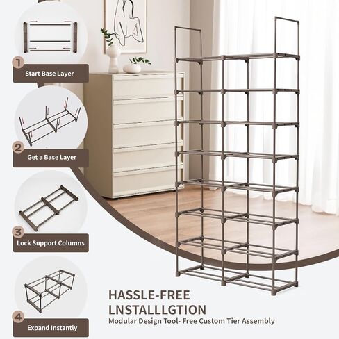 8-Tier 2-Column Modular 3D Printer Filament Storage Rack, Metal Filament Spool Holder & Organizer, Holds 96 Spools(1kg), Filament Storage Shelf for Home Office Workshop, Tool-Free Assembly(Brown) in Kuwait