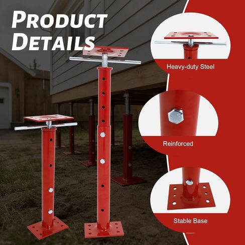 Adjustable House Floor Jack 19"–36", Heavy Duty Screw Support Jack 17500 lbs Each, Easy Adjustment with Turning Bar, for Crawl Space, Basement, Beam & Deck in Kuwait