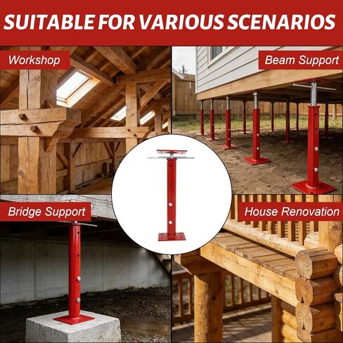 Adjustable House Floor Jack 19"–36", Heavy Duty Screw Support Jack 17500 lbs Each, Easy Adjustment with Turning Bar, for Crawl Space, Basement, Beam & Deck in Kuwait