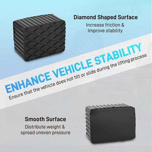 4pcs Auto Lift Pads Anti-Skid Solid Rubber Spacer Block fit for Automobile Lifts, Jacks, Racks, Extra Height 6-3/8" x 4-3/4" x 3", 3000 lbs Capacity, Compatible with Models FJ2428, BH-9756-87, FJ2440 in Kuwait