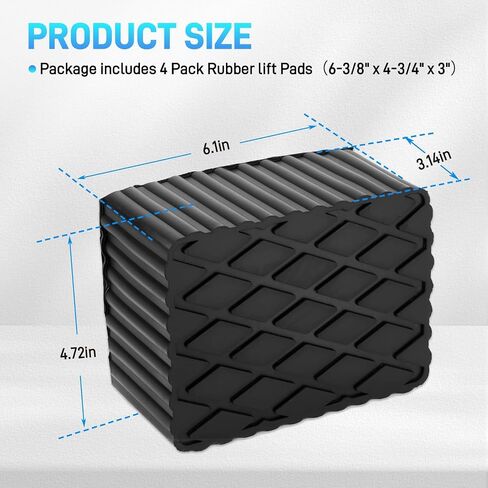 4pcs Auto Lift Pads Anti-Skid Solid Rubber Spacer Block fit for Automobile Lifts, Jacks, Racks, Extra Height 6-3/8" x 4-3/4" x 3", 3000 lbs Capacity, Compatible with Models FJ2428, BH-9756-87, FJ2440 in Kuwait