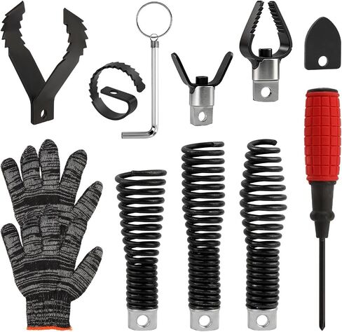 8-Piece Drain-Snake Drill Attachments for 1-4" Pipes, Cutter and Auger Set Compatible with 50FT-100FT Electric Drain-Snake Cable, Fits 5/16 to 3/4 inch Drains Snakes Cable in Kuwait