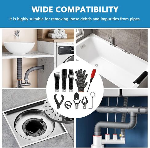 8-Piece Drain-Snake Drill Attachments for 1-4" Pipes, Cutter and Auger Set Compatible with 50FT-100FT Electric Drain-Snake Cable, Fits 5/16 to 3/4 inch Drains Snakes Cable in Kuwait