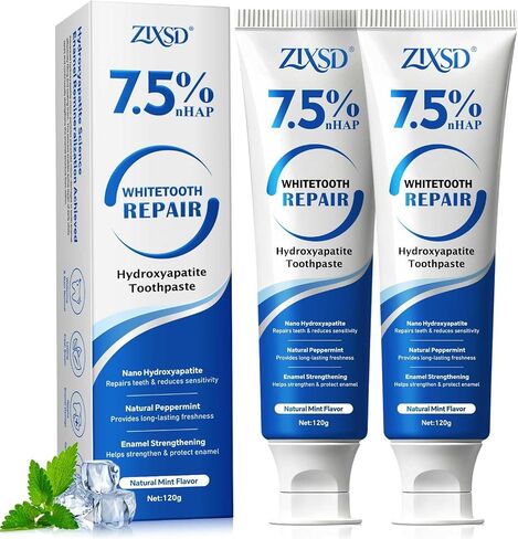 Nano Hydroxyapatite Toothpaste - 2 Pack, Nano Hydroxyapatite Whitening Toothpaste for Enamel Repair, Fluoride-Freem Whitening Nano Toothpaste for Sensitive Teeth, Natural and Safe, Natural Mint-8.46Oz in Kuwait
