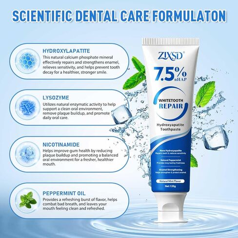 Nano Hydroxyapatite Toothpaste - 2 Pack, Nano Hydroxyapatite Whitening Toothpaste for Enamel Repair, Fluoride-Freem Whitening Nano Toothpaste for Sensitive Teeth, Natural and Safe, Natural Mint-8.46Oz in Kuwait