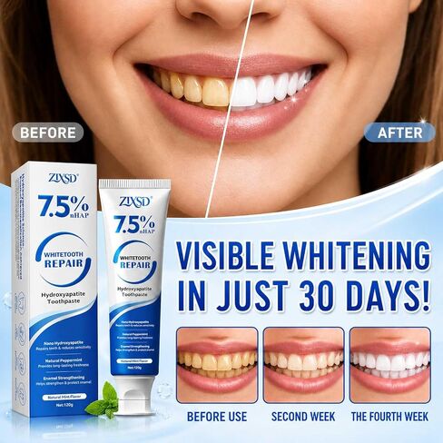Nano Hydroxyapatite Toothpaste - 2 Pack, Nano Hydroxyapatite Whitening Toothpaste for Enamel Repair, Fluoride-Freem Whitening Nano Toothpaste for Sensitive Teeth, Natural and Safe, Natural Mint-8.46Oz in Kuwait