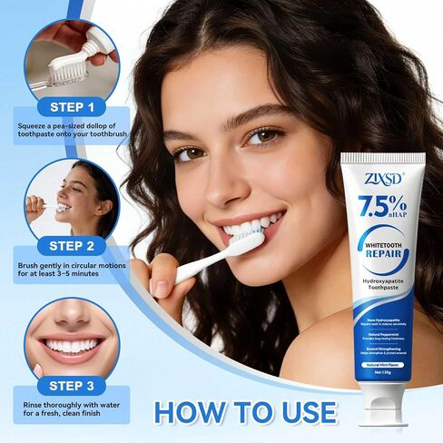 Nano Hydroxyapatite Toothpaste - 2 Pack, Nano Hydroxyapatite Whitening Toothpaste for Enamel Repair, Fluoride-Freem Whitening Nano Toothpaste for Sensitive Teeth, Natural and Safe, Natural Mint-8.46Oz in Kuwait