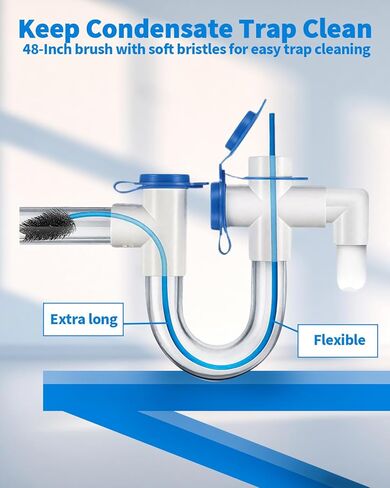 4 PCS Condensate Trap Flexible Drain Brush, 48 Inch Drain Line Cleaning Brush, Condensate Traps Clean for Condensate P-Trap and HVAC Systems in Kuwait