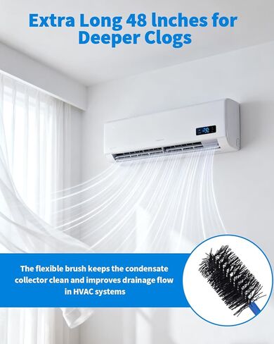 4 PCS Condensate Trap Flexible Drain Brush, 48 Inch Drain Line Cleaning Brush, Condensate Traps Clean for Condensate P-Trap and HVAC Systems in Kuwait
