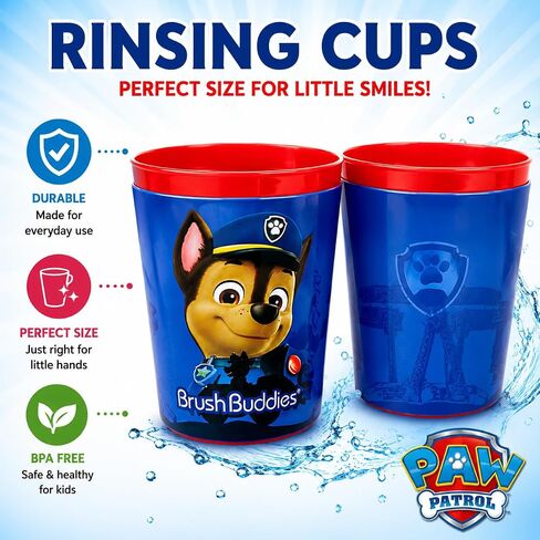 Brush Buddies Paw Patrol Manual Toothbrush and Cup Set for Kids Ages 2+ – Soft Bristles, Easy-Grip Handle, Fun Character Design, Toddler Oral Care Set for Boys and Girls in Kuwait