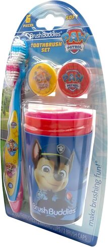 Brush Buddies Paw Patrol Manual Toothbrush and Cup Set for Kids Ages 2+ – Soft Bristles, Easy-Grip Handle, Fun Character Design, Toddler Oral Care Set for Boys and Girls in Kuwait