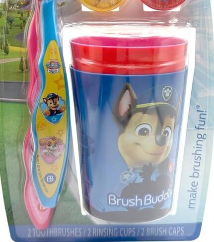 Brush Buddies Paw Patrol Manual Toothbrush and Cup Set for Kids Ages 2+ – Soft Bristles, Easy-Grip Handle, Fun Character Design, Toddler Oral Care Set for Boys and Girls in Kuwait