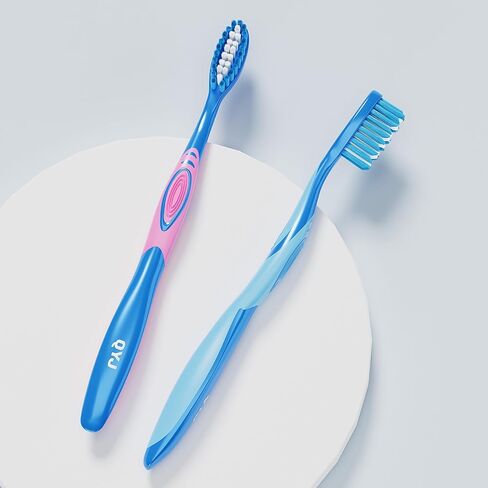 Medium Bristle Toothbrush for Adults, Manual Whitening Brush with Spiral Bristles Removes Smoke, Tea & Coffee Stains – Deep Plaque Clean, Rounded Tips for Gum Safety，5 Pack in Kuwait