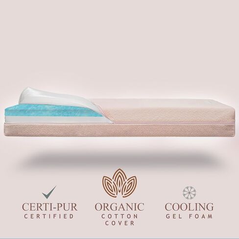 Organic Cotton Dual-Sided Crib Mattress | 2-Stage Premium Memory Foam CertiPUR-US Hypoallergenic Baby Mattress, Firm Support for Infant, Cooling Gel for Toddler, Waterproof Washable Cover, (Pink) in Saudi Arabia
