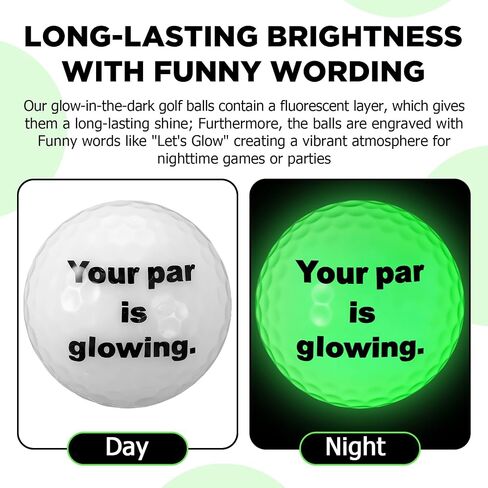 8 Pcs Glow in the Dark Golf Balls with Funny Words for Sports Fluorescent Luminous Golf Ball for Night Practice Men and Women in Kuwait