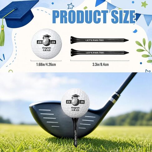 6 Pack Funny Golf Balls Class of 2026 Gifts Set with Balls Tees & Gift Box, Celebrate Senior Night Party Decorations, High School Graduation Gifts for Golf Lovers Souvenirs in Kuwait