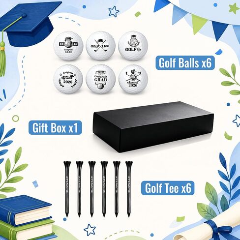 6 Pack Funny Golf Balls Class of 2026 Gifts Set with Balls Tees & Gift Box, Celebrate Senior Night Party Decorations, High School Graduation Gifts for Golf Lovers Souvenirs in Kuwait