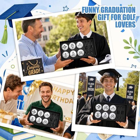 6 Pack Funny Golf Balls Class of 2026 Gifts Set with Balls Tees & Gift Box, Celebrate Senior Night Party Decorations, High School Graduation Gifts for Golf Lovers Souvenirs in Kuwait