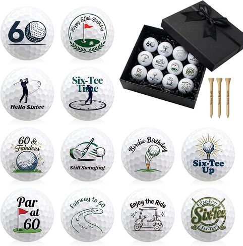60th Birthday Gifts for Men Women 12 Pcs Funny Golf Balls Gift Set | Ready-to-Gift 60th Birthday Party Decorations, Cool 60th Birthday Gift Ideas for Dad Mom Husband Grandpa Coworker Golf Lovers in Kuwait