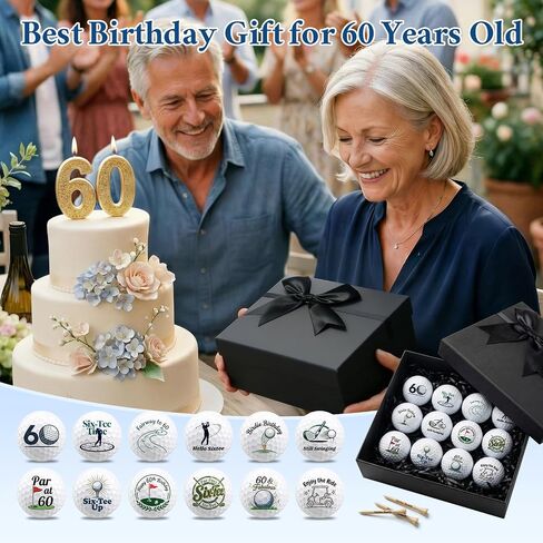 60th Birthday Gifts for Men Women 12 Pcs Funny Golf Balls Gift Set | Ready-to-Gift 60th Birthday Party Decorations, Cool 60th Birthday Gift Ideas for Dad Mom Husband Grandpa Coworker Golf Lovers in Kuwait