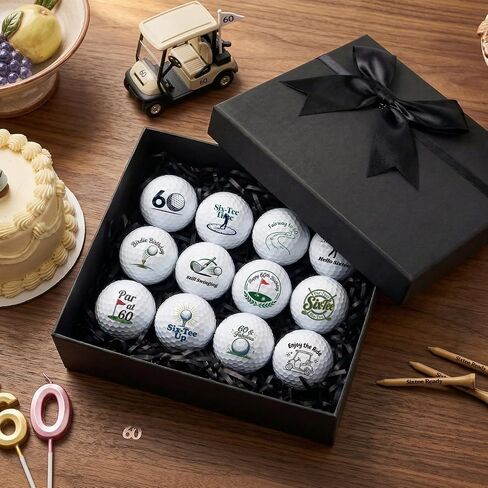 60th Birthday Gifts for Men Women 12 Pcs Funny Golf Balls Gift Set | Ready-to-Gift 60th Birthday Party Decorations, Cool 60th Birthday Gift Ideas for Dad Mom Husband Grandpa Coworker Golf Lovers in Kuwait