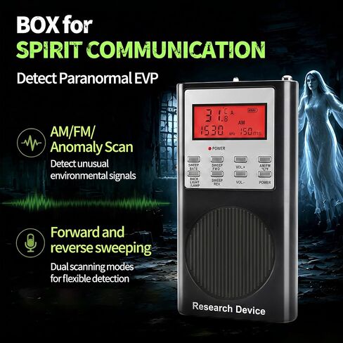 Spirit Communication Box for Ghost Hunting, Paranormal Investigation Device with Adjustable Am/Fm Forward & Reverse Sweep, Temperature Sensor, Backlit Display in Kuwait