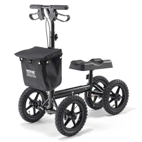 VEVOR Knee Scooter، مشاية للركبة قابلة للطي وتعديل الارتفاع، سكوتر من الألومنيوم لاستعادة الساق مع عجلات لجميع التضاريس مقاس 12 بوصة، فرامل مزدوجة، مثالية لإصابات القدم المكسورة في الكاحل، 350 رطل in Kuwait