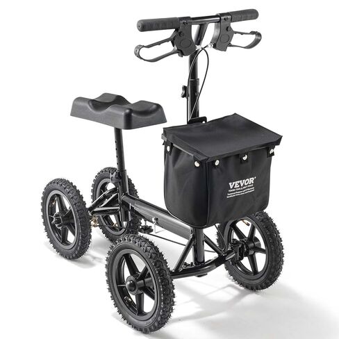 VEVOR Knee Scooter، مشاية للركبة قابلة للطي وتعديل الارتفاع، سكوتر من الألومنيوم لاستعادة الساق مع عجلات لجميع التضاريس مقاس 12 بوصة، فرامل مزدوجة، مثالية لإصابات القدم المكسورة في الكاحل، 350 رطل in Kuwait