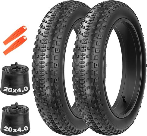 إطار WEEROCK EBike مقاس 20 × 4.0 بوصة، عبوتان من إطارات استبدال الدراجة الدهنية القابلة للطي مع أنابيب داخلية، عالية الأداء مقاومة للاهتراء، إطار خفيف للطرق الوعرة لدراجة كهربائية مقاس 20 بوصة، دراجة MTB سميكة، دراجة ثلاثية العجلات in Kuwait