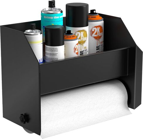 Aluminum Hand Cleaning Station Organizer Bracket,Wall Mount Spray Aerosol Paint Can Rack with Paper Towel Dispenser for Enclosed Race Trailer,Garage,Auto Body Shop,Car Detailing Storage (Silver) in Kuwait