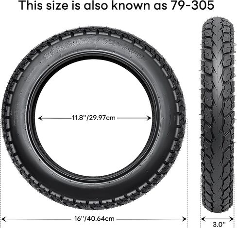 16x3.0/79-305 Bike Tire and Tube, 16 x 3.0 Tire Tube with Angled Valve Stem, 16x3.0 Tires Compatible with E-Bikes Electric Scooters Pitbike Motorcycle Dirt Bike Trike Unicycle and Folding Bike(1 Set) in Kuwait