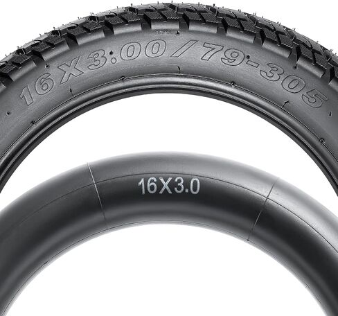 16x3.0/79-305 Bike Tire and Tube, 16 x 3.0 Tire Tube with Angled Valve Stem, 16x3.0 Tires Compatible with E-Bikes Electric Scooters Pitbike Motorcycle Dirt Bike Trike Unicycle and Folding Bike(1 Set) in Kuwait