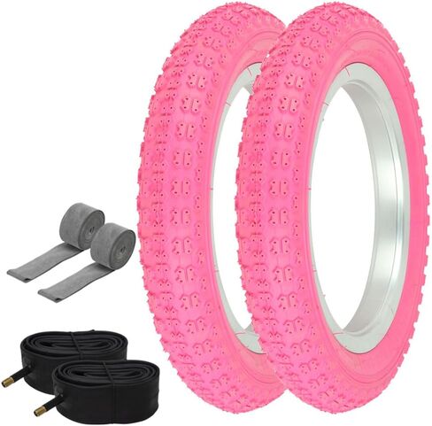 إطارات PRO+ مقاس 12 1/2 × 2 1/4 لون وردي P-104A مع أنابيب وشرائط حافة in Kuwait