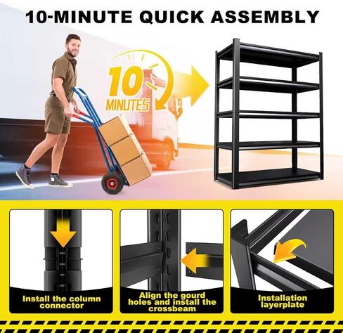 Set of 4 All Metal Garage Shelving - 2050 lbs 5 Tier Storage Shelves, Adjustable Heavy Duty Metal Shelving Unit and Storage Large Rack, Utility Steel Shelf for Warehouse Industrial Pantry 71"x46"x20" in Kuwait