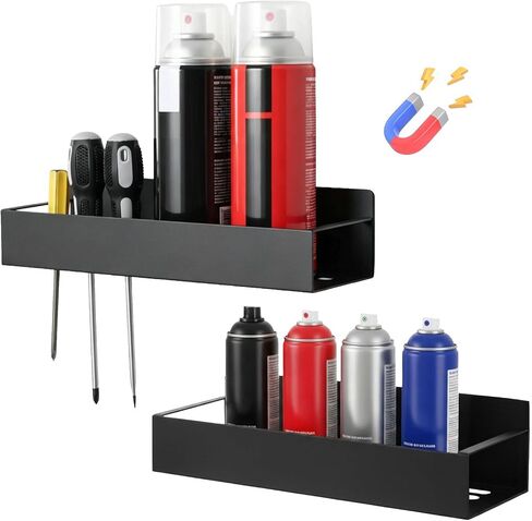 Magnetic Spray Can Holder, 2-Pack Magnetic Spray Bottle Holder and Toolbox Accessories for Garage and Workspace, Wall Mounted Rack for Aerosol Cans, Spray Bottles, Spray Paint Organizer (2) in Kuwait