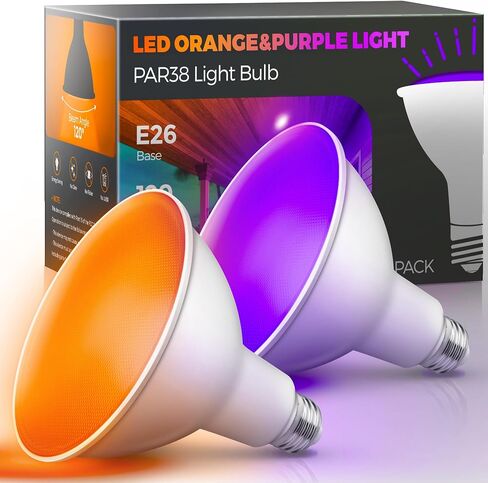 L LOHAS LED مصابيح الإضاءة الصفراء في الهواء الطلق، PAR38 LED ضوء الفيضانات في الخارج، 150-200W يعادل 2000K غير جذابة، 15W 1100LM أضواء الشرفة العنبر غير الخافتة، قاعدة E26 للفناء والفناء الخلفي والحفلة 2 حزمة in Kuwait