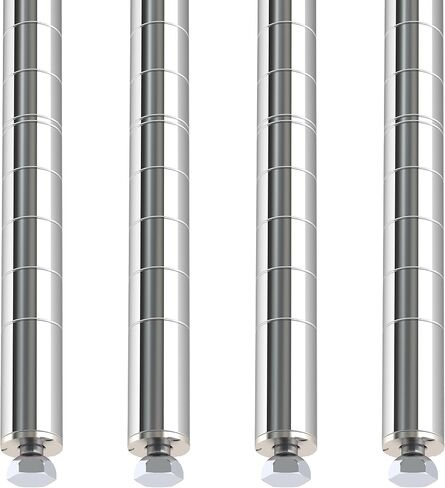 Metro Super Erecta SiteSelect 74P Stationary Wire Shelving Posts - 1" Diameter x 74-1/2" Height - Chrome Plated Steel Shelving Poles with Adjustable Leveling Bolt - Pack of 4 in Kuwait