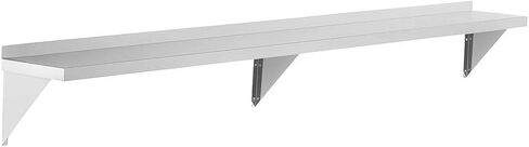 12" x 96" Stainless Steel Wall Mounted Shelf - 365 lb, Heavy Duty, Commercial Storage Rack, NSF in Kuwait