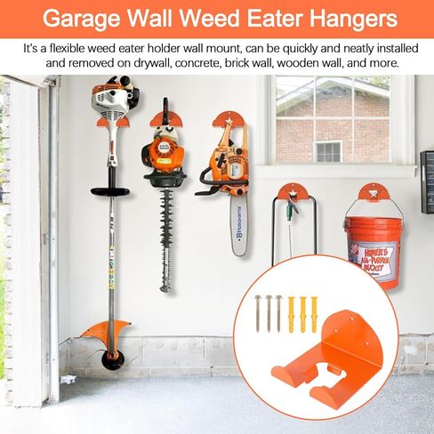 Weed Eater Rack Garage Wall Organizer, Garage Tool Organizer Weedeater Hanger Wall Mount For String Trimmer Hanger, Hedge Trimmer Rack Garden Tool Organizer (2 Pack) in Kuwait