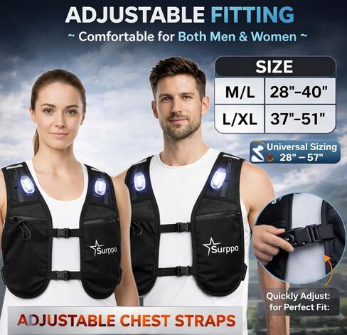 Running Vest for Women and Men, Adjustable Running Vest with Phone Holder, Hydration Vest with 500ml Soft Flask and 3 LED Lights, Reflective Running Backpack for Hiking, Cycling and Running in Kuwait