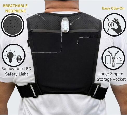 Running Vest for Women and Men, Adjustable Running Vest with Phone Holder, Hydration Vest with 500ml Soft Flask and 3 LED Lights, Reflective Running Backpack for Hiking, Cycling and Running in Kuwait