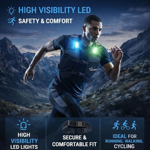 Running Vest for Women and Men, Adjustable Running Vest with Phone Holder, Hydration Vest with 500ml Soft Flask and 3 LED Lights, Reflective Running Backpack for Hiking, Cycling and Running in Kuwait