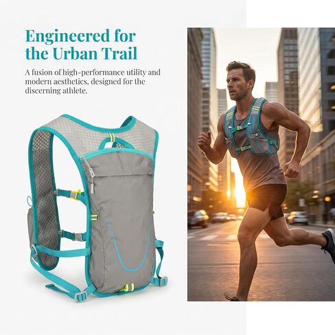 Kettle Backpack Vest, 14 x 8 x 2 Inch Lightweight Running Hydration Pack, Breathable Mesh Water Backpack with Storage Pockets for Cycling, Hiking, Marathon, Cycling,Grey in Kuwait