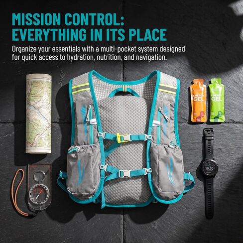 Kettle Backpack Vest, 14 x 8 x 2 Inch Lightweight Running Hydration Pack, Breathable Mesh Water Backpack with Storage Pockets for Cycling, Hiking, Marathon, Cycling,Grey in Kuwait