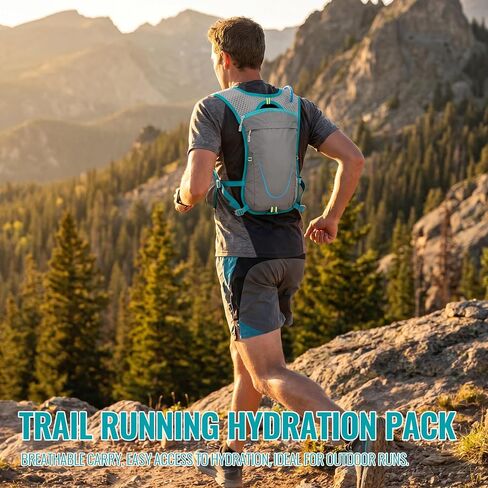 Kettle Backpack Vest, 14 x 8 x 2 Inch Lightweight Running Hydration Pack, Breathable Mesh Water Backpack with Storage Pockets for Cycling, Hiking, Marathon, Cycling,Grey in Kuwait