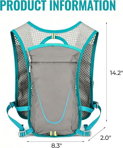 Kettle Backpack Vest, 14 x 8 x 2 Inch Lightweight Running Hydration Pack, Breathable Mesh Water Backpack with Storage Pockets for Cycling, Hiking, Marathon, Cycling,Grey in Kuwait