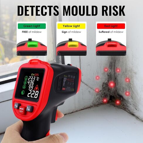 مسدس ميزان حرارة بالأشعة تحت الحمراء مع مشبك درجة حرارة الأنبوب، مقياس حرارة HVAC عالي الدقة (-50 درجة مئوية إلى 850 درجة مئوية) للطهي، وإصلاح المنزل، والفرن، والتدفئة والتهوية وتكييف الهواء، واستخدام السيارات والصناعية، وانبعاثية قابلة للتعديل in Kuwait