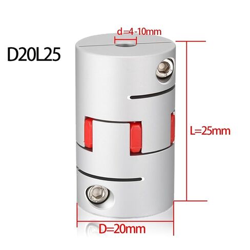D20L25 Coupler Motor Shaft Coupling High Torque Stepper Servo Elastic Flexible 3mm To10mm 3/4/5/6/6.35mm 1Pcs(6.35x8) in Kuwait